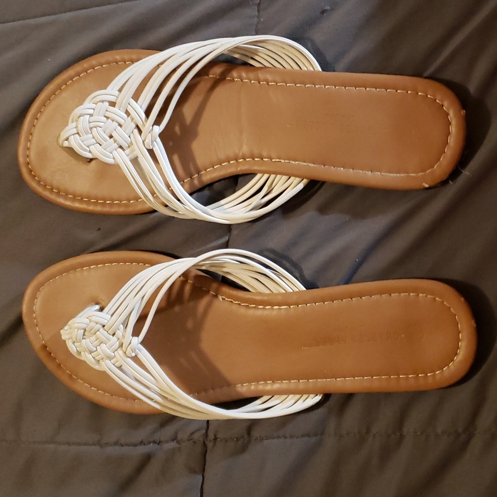 Charles Albert New York,  size 11, white sandals.